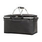 Insulated Picnic Basket with Aluminum Frame - Portable Collapsible Cooler Bag 18L 40*20*23cm(Black)