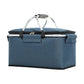 Insulated Picnic Basket with Aluminum Frame - Portable Collapsible Cooler Bag 18L 40*20*23cm(Navy Blue)