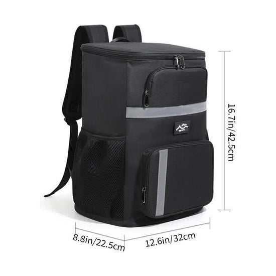 Insulated Cooler Backpack - Portable Outdoor Picnic and Beverage Bag with Bottle Opener (Black)