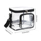 Clear PVC Shoulder Bag - Transparent Travel and Stadium-Approved Tote with Zipper(Black)