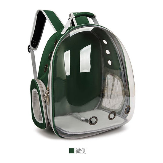 Green Pet Carrier Backpack with Transparent Window