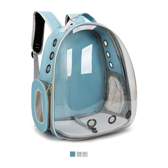 Light Blue Pet Carrier Backpack with Transparent Window