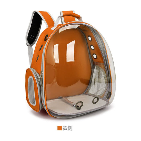 Orange Pet Carrier Backpack with Transparent Window