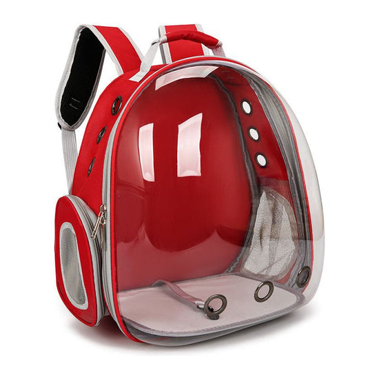 Red Pet Carrier Backpack with Transparent Window