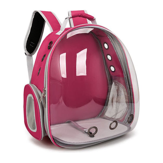 Rose Red Pet Carrier Backpack with Transparent Window