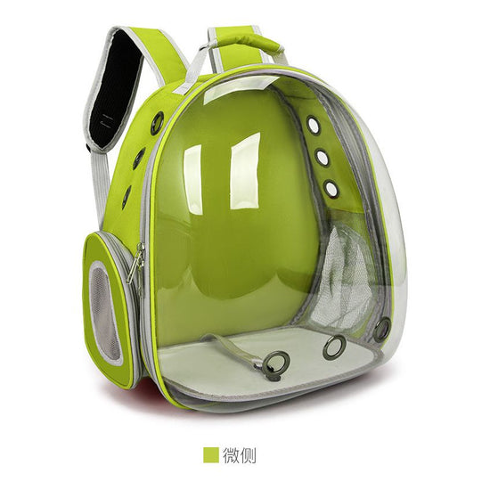 Green Red Pet Carrier Backpack with Transparent Window