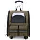 khaki 3-in-1 Pet Carrier: Rolling Backpack with Collapsible Design