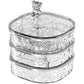 Elegant Crystal Stackable Jewelry Organizer with Bear Handle - 3-Tier Display Box for Accessories 13.4*13.4*14.2cm