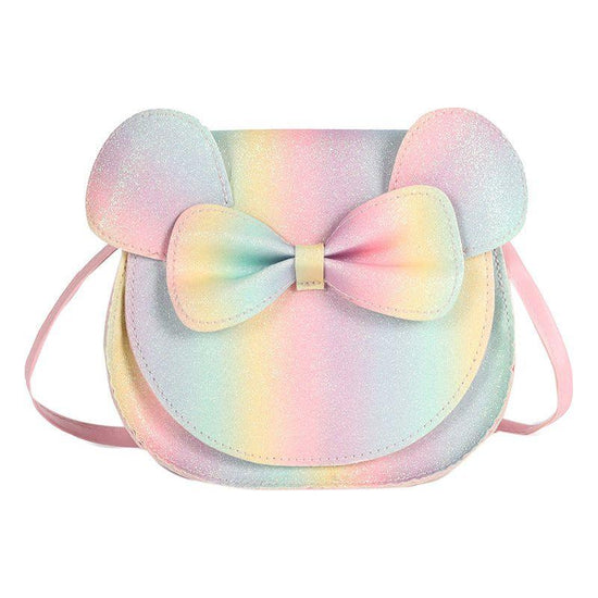 Adorable Bow Bear Crossbody Bag for Kids - rainbow-colored Shoulder Bag 18*17*8cm