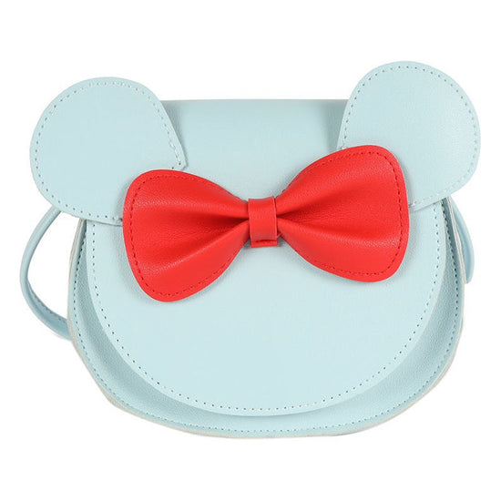 Adorable Bow Bear Crossbody Bag for Kids - Blue Small Shoulder Bag 13*13*5cm