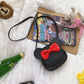 Adorable Bow Bear Crossbody Bag for Kids - Black Small Shoulder Bag 13*13*5cm