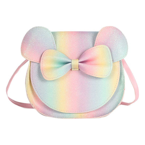 Adorable Bow Bear Crossbody Bag for Kids - rainbow-colored Small Shoulder Bag 13*13*5cm