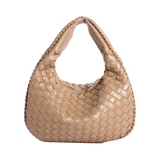 Luxury Woven Leather Hobo Bag - Elegant Shoulder Tote 34*21cm (khaki)