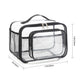 Clear PVC Tote Bag with Handle - Transparent Stadium-Approved Travel Organizer(Black)