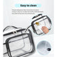 Clear PVC Tote Bag with Handle - Transparent Stadium-Approved Travel Organizer(Black)