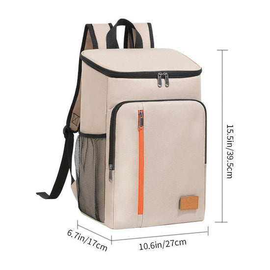 Insulated Cooler Backpack- Stylish Portable Fresh-keeping Picnic Outdoor Backpack and Travel Bag 18L (Khaki)