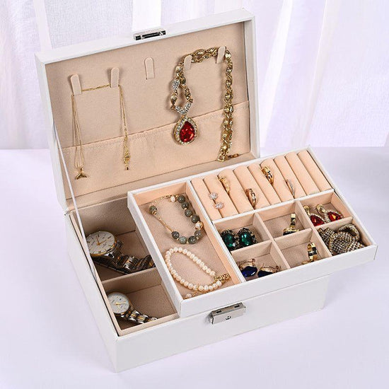 Luxury Jewelry Organizer Box - Elegant Multi-Compartment Storage Case (White)23*17*8.8cm