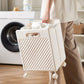 Foldable Laundry Basket with Wheels - Portable Rolling Hamper for Home Use 33*28*48cm White