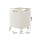 Foldable Laundry Basket with Wheels - Portable Rolling Hamper for Home Use 33*28*48cm Cream Yellow