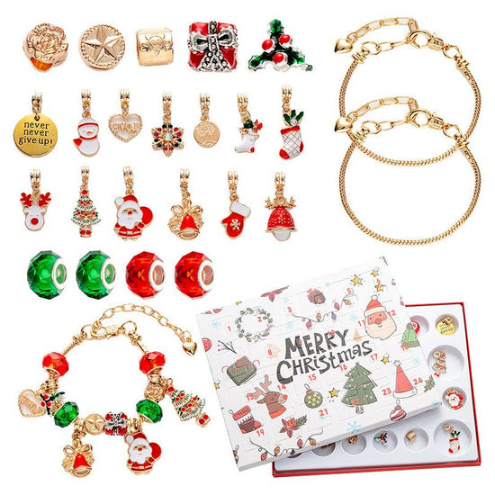 Christmas Charm Bracelet Advent Calendar - DIY Jewelry Gift Set with Festive Charms