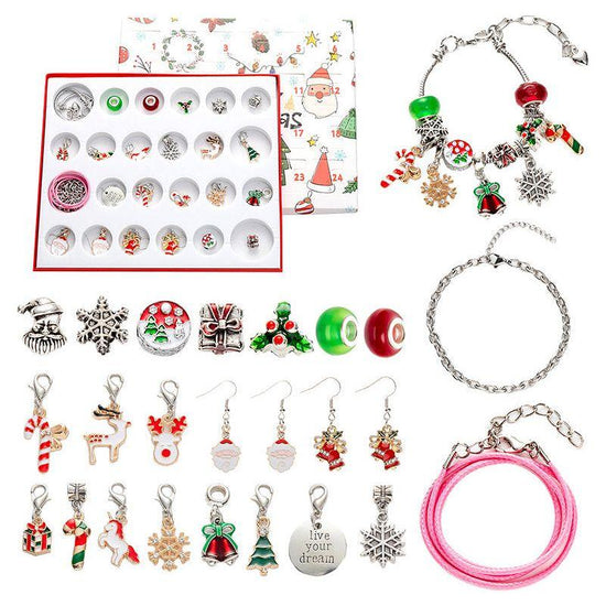 Christmas Jewelry Advent Calendar - DIY Charm Bracelets, Earrings, and Festive Charms Gift Set