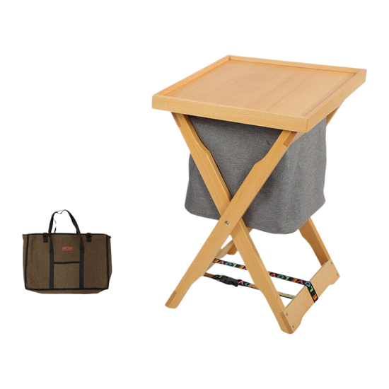 Outdoor Folding Desk With Storage Bag - Wood Colour