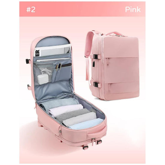 Multi-Compartment Travel Backpack with Shoe Storage and Wet-Dry Separation (Pink)31cm(L)*17cm(W)*42cm(H)