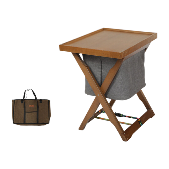 Outdoor Folding Desk With Storage Bag, Walnut Colour