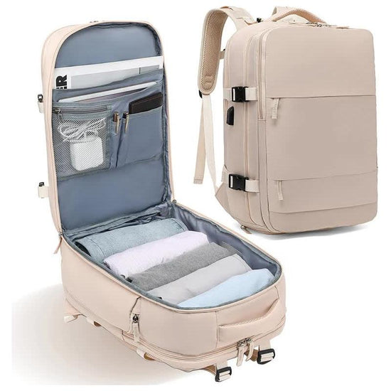 Multi-Compartment Travel Backpack with Shoe Storage and Wet-Dry Separation (Apricot)31cm(L)*17cm(W)*42cm(H)