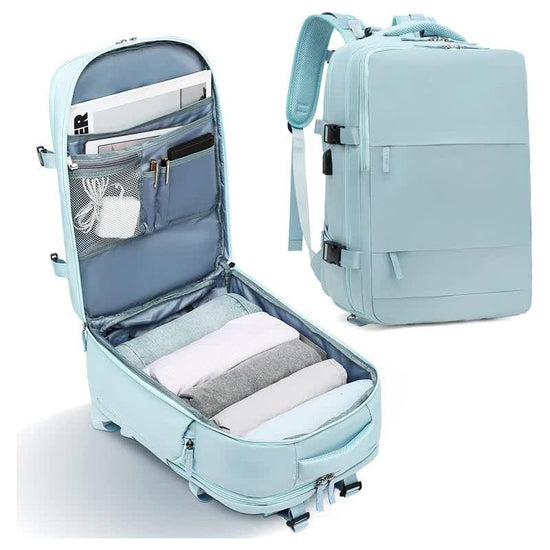 Multi-Compartment Travel Backpack with Shoe Storage and Wet-Dry Separation (Light Blue)31cm(L)*17cm(W)*42cm(H)