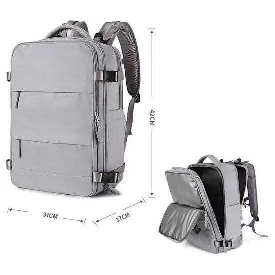 Multi-Compartment Travel Backpack with Shoe Storage and Wet-Dry Separation (Gray)31cm(L)*17cm(W)*42cm(H)