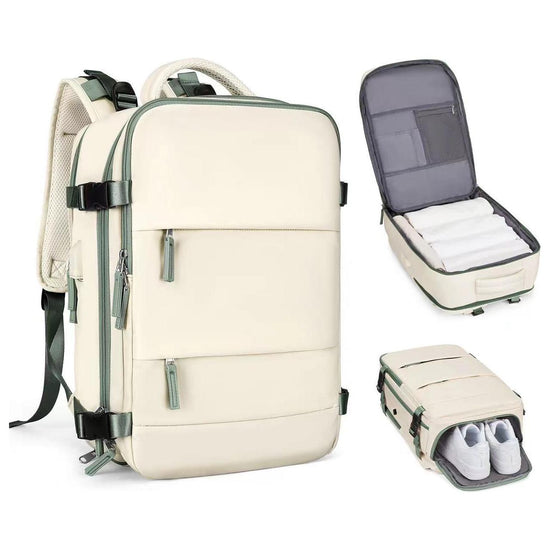 Multi-Compartment Travel Backpack with Shoe Storage and Wet-Dry Separation (Off-white)31cm(L)*17cm(W)*42cm(H)