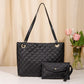 Elegant Quilted Bag with Matching Clutch in Black