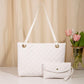 Elegant Quilted Bag with Matching Clutch in White