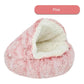 Cozy Pink Plush Hooded Pet Bed - Ultra Soft Long Fur Cave Bed for Small Pets 50cm