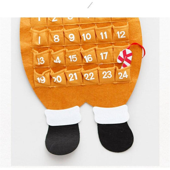 Reindeer Advent Calendar - Felt Christmas Countdown with 24 Pockets, Wall Hanging Decoration for Kids