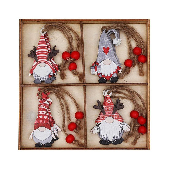 (2 set)Christmas Gnome Ornaments Set - Festive Wooden Decorations for Tree, Set of 12