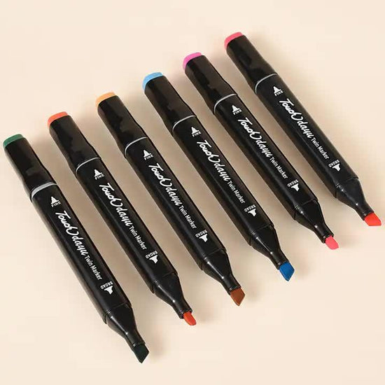 Professional Dual-Tip Marker Set - 48 Colors with Color-Coded Caps for Easy Identification