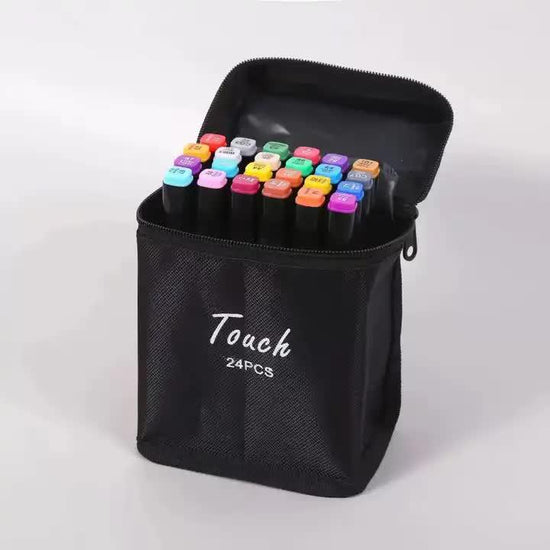 Professional Dual-Tip Marker Set - 24 Colors with Color-Coded Caps for Easy Identification