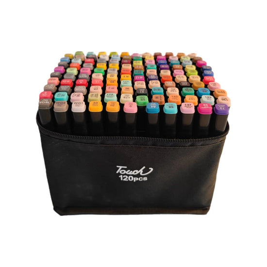 Professional Dual-Tip Marker Set - 120 Colors with Color-Coded Caps for Easy Identification