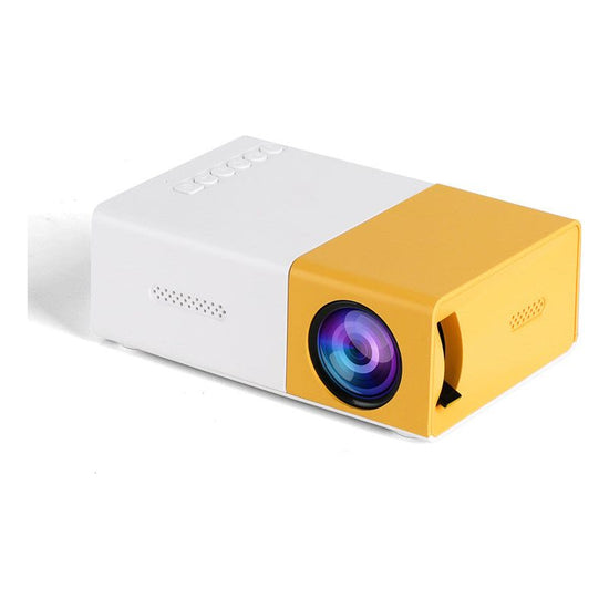 Mini Home Portable Cinema Projector - LED Compact Entertainment Projector for Movies & Gaming (White+yellow)