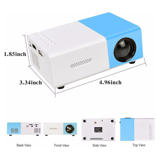 Mini Home Portable Cinema Projector - LED Compact Entertainment Projector for Movies & Gaming (White+blue)