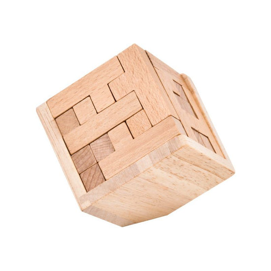 Wooden Brain Teaser Puzzle - 3D Cube Puzzle Game for Adults and Kids - Natural Wood Block Puzzle (2.75 Inches)