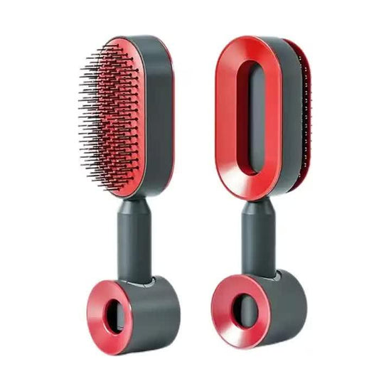 Self-Cleaning Hair Brush with One-Click Release | Massage Cushion Design, Anti-Frizz and Detangling Brush(red)