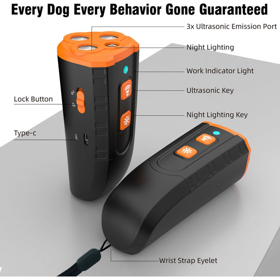 Ultrasonic Dog Trainer Device | Handheld Pet Training Tool with Night Light & Type-C Charging 3.7V