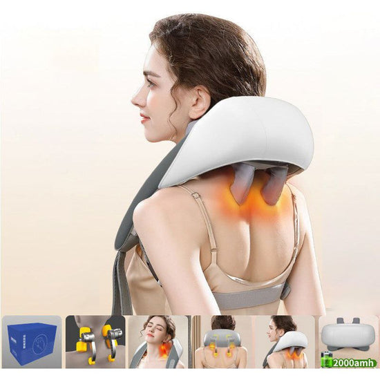 Portable Shiatsu Neck and Shoulder Massager with Heat | Rechargeable 2000mAh Battery