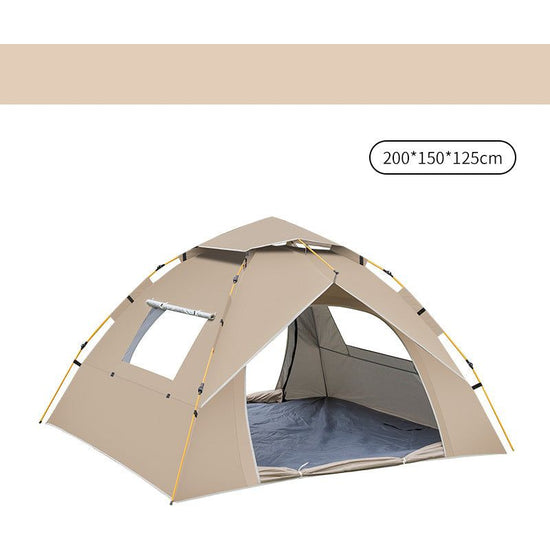 Khaki 2 Person Lightweight Camping Tent (200*150*125cm) | UV Protection Silver Coated, Dual Doors & Windows