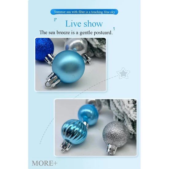 49-Piece Christmas Ornament Set - 3cm Blue, Silver Baubles for Christmas Tree Decoration