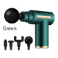 Compact Green Massage Gun - Deep Tissue Muscle Massager with 4 Interchangeable Heads