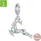 Sterling Silver Reindeer Charm - Festive Christmas Pendant with Colorful  Accents